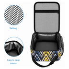 Aotearoa Ngati Raukawa Lunch Bag Maori Tribal Yellow And Navy Paua Shell Pattern