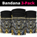 Aotearoa Ngati Raukawa Neck Gaiter Maori Tribal Yellow And Navy Paua Shell Pattern