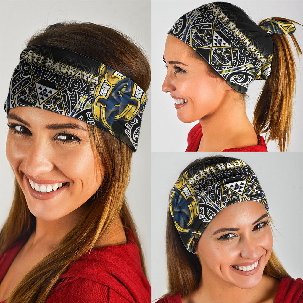 Aotearoa Ngati Raukawa Neck Gaiter Maori Tribal Yellow And Navy Paua Shell Pattern