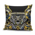 Aotearoa Ngati Raukawa Pillow Cover Maori Tribal Yellow And Navy Paua Shell Pattern