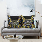 Aotearoa Ngati Raukawa Pillow Cover Maori Tribal Yellow And Navy Paua Shell Pattern