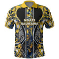 Aotearoa Ngati Raukawa Polo Shirt Maori Tribal Yellow And Navy Paua Shell Pattern