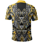 Aotearoa Ngati Raukawa Polo Shirt Maori Tribal Yellow And Navy Paua Shell Pattern