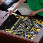 Aotearoa Ngati Raukawa Puzzle Maori Tribal Yellow And Navy Paua Shell Pattern
