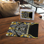 Aotearoa Ngati Raukawa Puzzle Maori Tribal Yellow And Navy Paua Shell Pattern