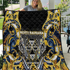 Aotearoa Ngati Raukawa Quilt Maori Tribal Yellow And Navy Paua Shell Pattern