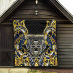 Aotearoa Ngati Raukawa Quilt Maori Tribal Yellow And Navy Paua Shell Pattern