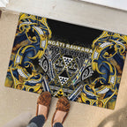 Aotearoa Ngati Raukawa Rubber Doormat Maori Tribal Yellow And Navy Paua Shell Pattern