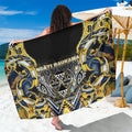 Aotearoa Ngati Raukawa Sarong Maori Tribal Yellow And Navy Paua Shell Pattern