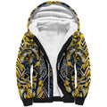 Aotearoa Ngati Raukawa Sherpa Hoodie Maori Tribal Yellow And Navy Paua Shell Pattern