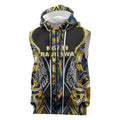 Aotearoa Ngati Raukawa Sleeveless Zip Hoodie Maori Tribal Yellow And Navy Paua Shell Pattern