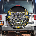 Aotearoa Ngati Raukawa Spare Tire Cover Maori Tribal Yellow And Navy Paua Shell Pattern
