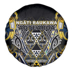 Aotearoa Ngati Raukawa Spare Tire Cover Maori Tribal Yellow And Navy Paua Shell Pattern