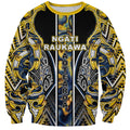 Aotearoa Ngati Raukawa Sweatshirt Maori Tribal Yellow And Navy Paua Shell Pattern