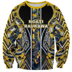 Aotearoa Ngati Raukawa Sweatshirt Maori Tribal Yellow And Navy Paua Shell Pattern
