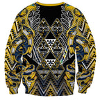 Aotearoa Ngati Raukawa Sweatshirt Maori Tribal Yellow And Navy Paua Shell Pattern