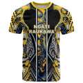 Aotearoa Ngati Raukawa T Shirt Maori Tribal Yellow And Navy Paua Shell Pattern