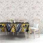 Aotearoa Ngati Raukawa Tablecloth Maori Tribal Yellow And Navy Paua Shell Pattern
