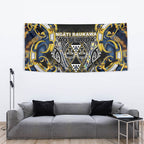 Aotearoa Ngati Raukawa Tapestry Maori Tribal Yellow And Navy Paua Shell Pattern