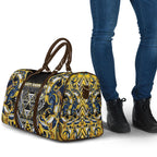 Aotearoa Ngati Raukawa Travel Bag Maori Tribal Yellow And Navy Paua Shell Pattern