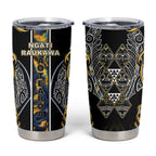 Aotearoa Ngati Raukawa Tumbler Cup Maori Tribal Yellow And Navy Paua Shell Pattern