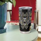 Aotearoa Ngati Raukawa Tumbler Cup Maori Tribal Yellow And Navy Paua Shell Pattern