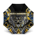Aotearoa Ngati Raukawa Umbrella Maori Tribal Yellow And Navy Paua Shell Pattern