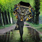 Aotearoa Ngati Raukawa Umbrella Maori Tribal Yellow And Navy Paua Shell Pattern