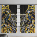 Aotearoa Ngati Raukawa Window Curtain Maori Tribal Yellow And Navy Paua Shell Pattern