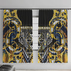 Aotearoa Ngati Raukawa Window Curtain Maori Tribal Yellow And Navy Paua Shell Pattern