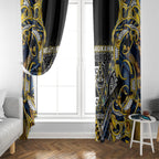 Aotearoa Ngati Raukawa Window Curtain Maori Tribal Yellow And Navy Paua Shell Pattern
