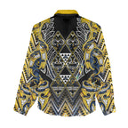Aotearoa Ngati Raukawa Women Casual Shirt Maori Tribal Yellow And Navy Paua Shell Pattern
