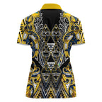 Aotearoa Ngati Raukawa Women Polo Shirt Maori Tribal Yellow And Navy Paua Shell Pattern