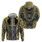 Aotearoa Ngati Raukawa Zip Hoodie Maori Tribal Yellow And Navy Paua Shell Pattern