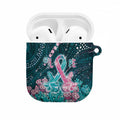 Hereditary Cancer Awareness AirPods Case Hope Ribbon With Aussie Teal Duncan Coral
