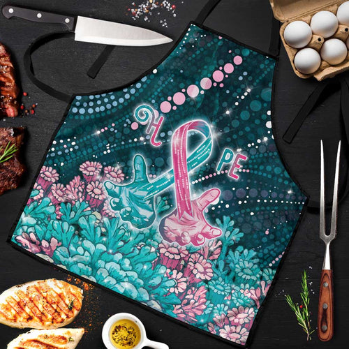 Hereditary Cancer Awareness Apron Hope Ribbon With Aussie Teal Duncan Coral