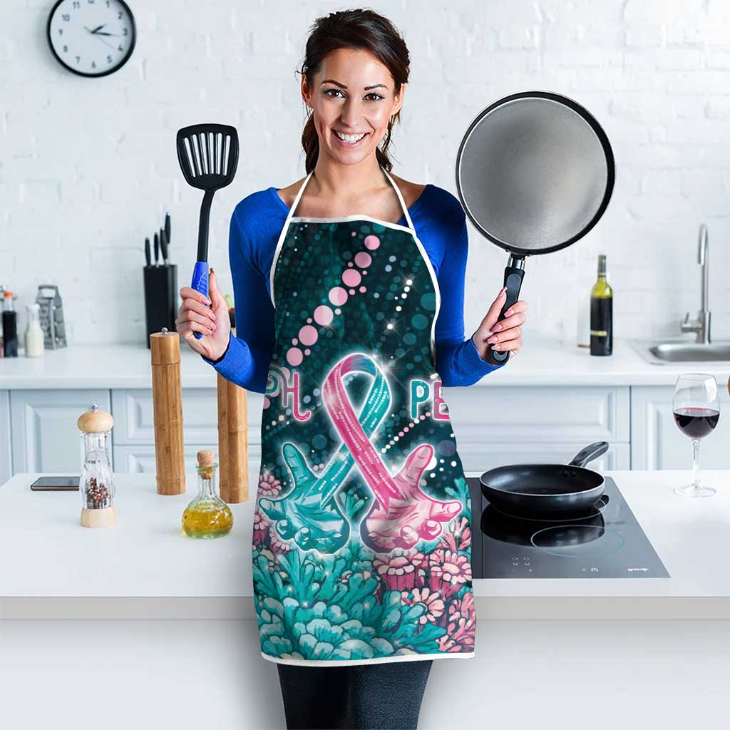 Hereditary Cancer Awareness Apron Hope Ribbon With Aussie Teal Duncan Coral