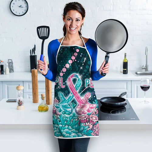 Hereditary Cancer Awareness Apron Hope Ribbon With Aussie Teal Duncan Coral