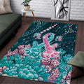 Hereditary Cancer Awareness Area Rug Hope Ribbon With Aussie Teal Duncan Coral