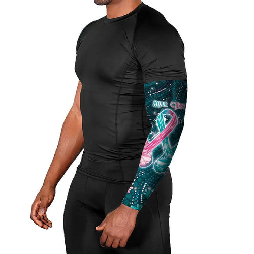 Personalised Hereditary Cancer Awareness Arm Sleeves Hope Ribbon With Aussie Teal Duncan Coral