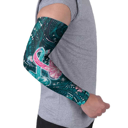 Personalised Hereditary Cancer Awareness Arm Sleeves Hope Ribbon With Aussie Teal Duncan Coral