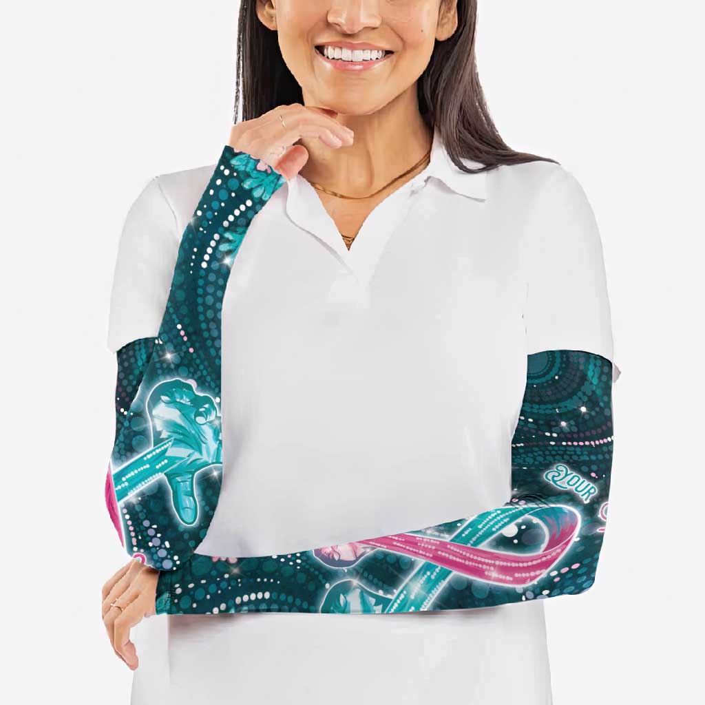 Personalised Hereditary Cancer Awareness Arm Sleeves Hope Ribbon With Aussie Teal Duncan Coral