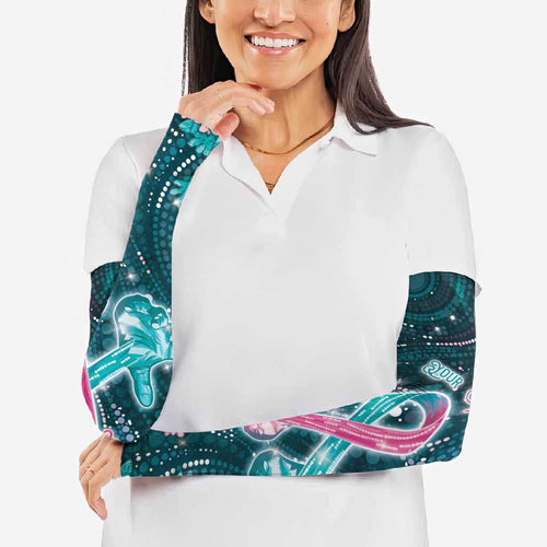 Personalised Hereditary Cancer Awareness Arm Sleeves Hope Ribbon With Aussie Teal Duncan Coral