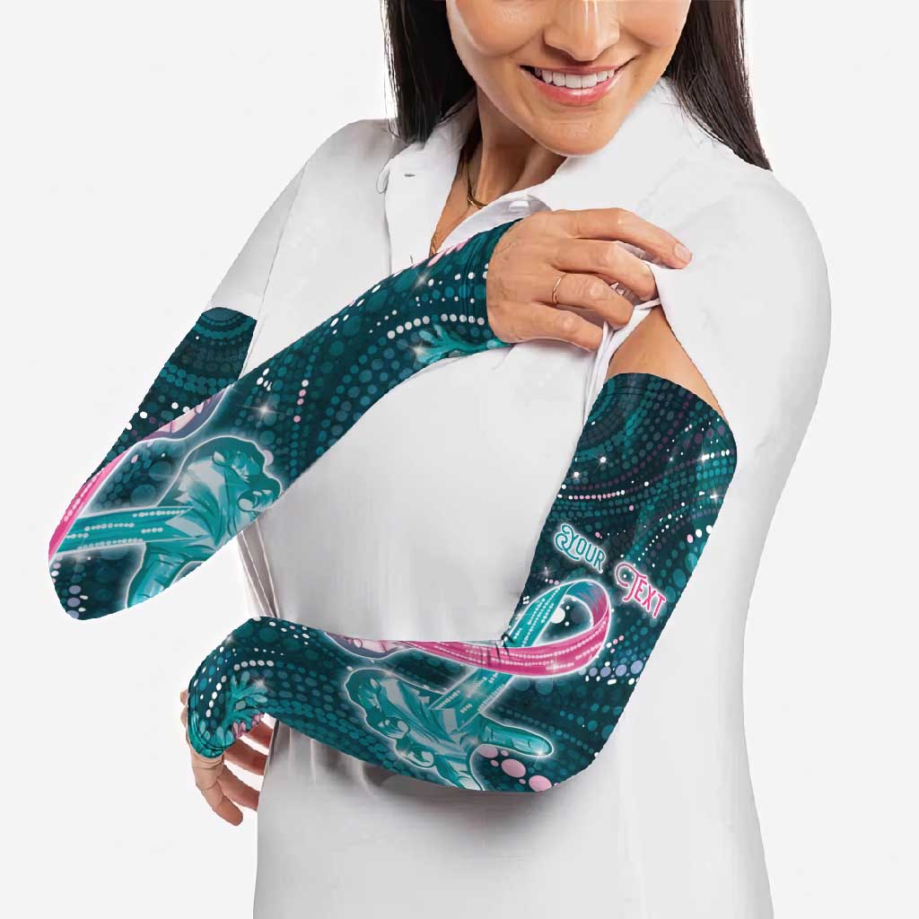 Personalised Hereditary Cancer Awareness Arm Sleeves Hope Ribbon With Aussie Teal Duncan Coral