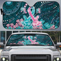 Hereditary Cancer Awareness Auto Sun Shade Hope Ribbon With Aussie Teal Duncan Coral