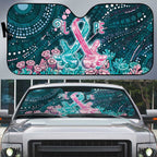 Hereditary Cancer Awareness Auto Sun Shade Hope Ribbon With Aussie Teal Duncan Coral