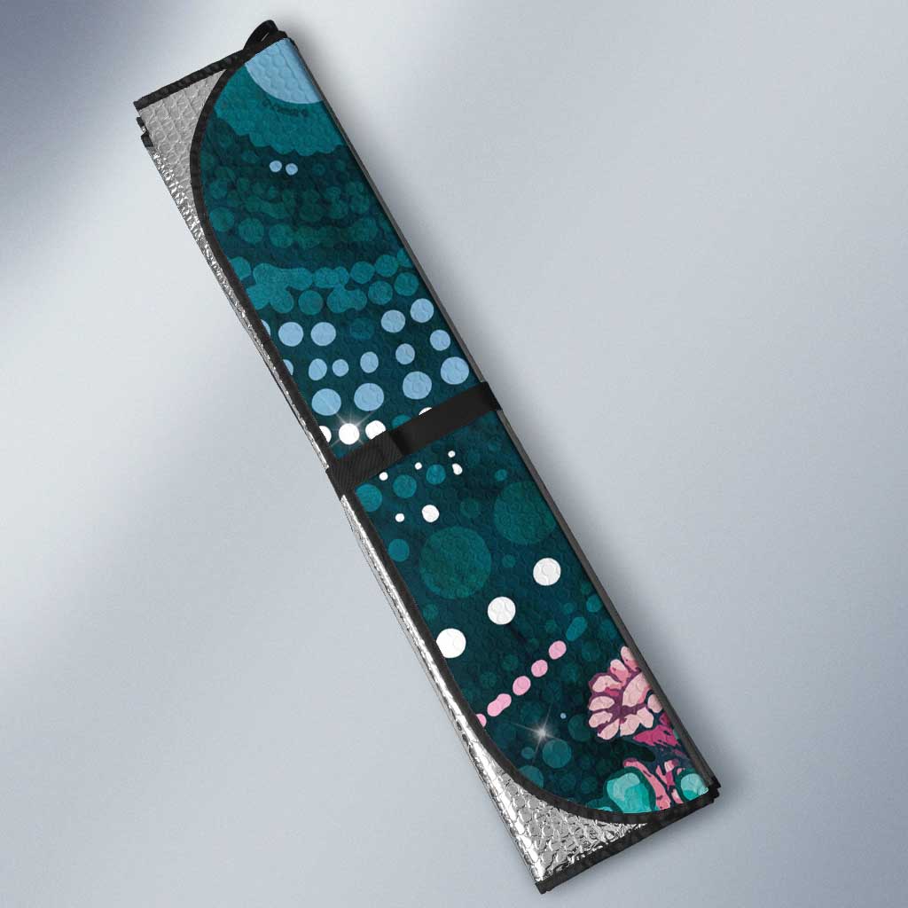 Hereditary Cancer Awareness Auto Sun Shade Hope Ribbon With Aussie Teal Duncan Coral