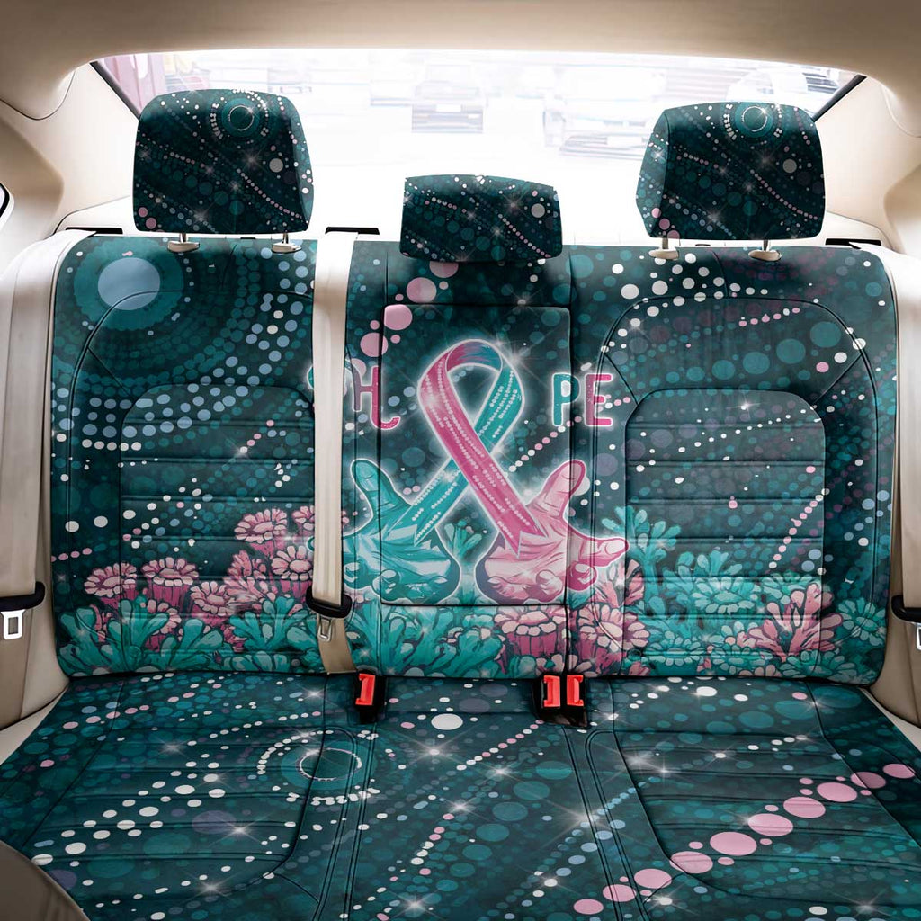 Hereditary Cancer Awareness Back Car Seat Cover Hope Ribbon With Aussie Teal Duncan Coral