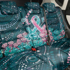 Hereditary Cancer Awareness Back Car Seat Cover Hope Ribbon With Aussie Teal Duncan Coral
