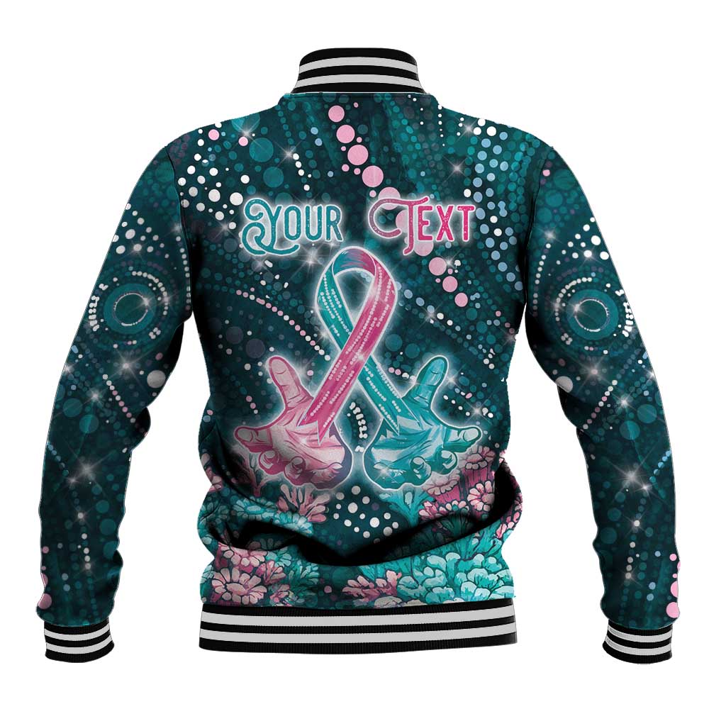 Personalised Hereditary Cancer Awareness Baseball Jacket Hope Ribbon With Aussie Teal Duncan Coral